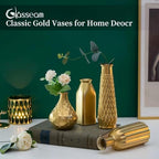 Glasseam Gold Glass Vase for Flowers: Set of 4 Small Vases for Home Decor - Image 3
