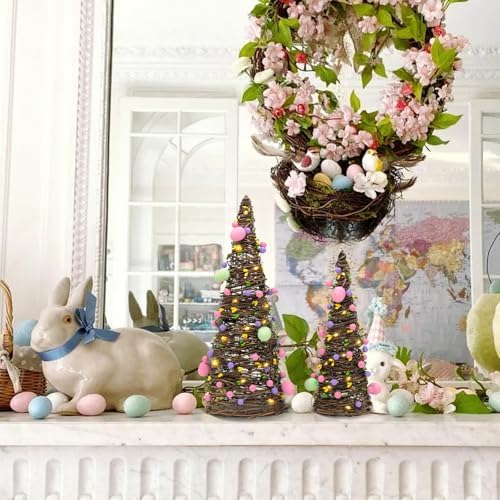Easter Rattan Table Trees Decor Lighted Easter Decorations - Image 6