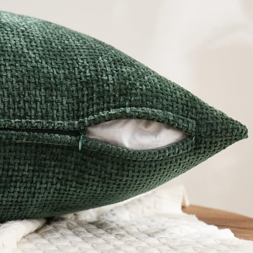 MIULEE Soft Decorative Chenille Pillow Covers Green 20x20 Pack of 4 - Image 7