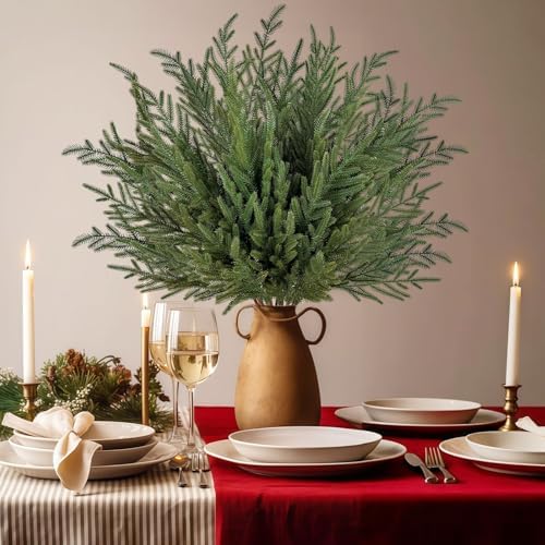 8Pcs 36" Real Touch Norfolk Pine Stems, Faux Christmas Greenery Long Stems - Image 5
