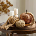 Wesiti 3 Pcs Rattan Pumpkin Decor with Tassel Beads Neutral Fall Decor by Unteilti