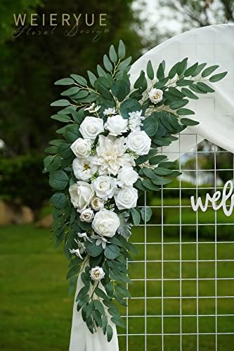 Artificial Wedding Arch Flowers Kit(Pack of 3),2Pcs Artificial Flower Arch Decor,1Pcs Sheer Drape for Wedding Ceremony Arbor for WeddingCeremony (White Rose Wedding) - Image 5