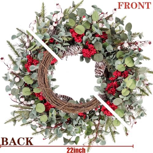 Sggvecsy Artificial Christmas Wreath 22 Inch for Front Door for Winter - Image 2