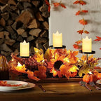 meekoo Fall Candle Holder Centerpiece for Table Thanksgiving Dining Decor - Image 2
