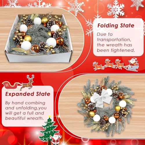 Christmas Wreaths for Front Door Decor Flower, 20" Winter Berries - Image 6