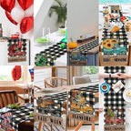 8 Pcs Truck Holiday Table Runners 72 Inches Long, Rustic Truck Fall Winter Halloween Christmas Burlap Table Runners, Car Buffalo Plaid Dining Table Decor for Farmhouse Garden Party Supplies - Image 7