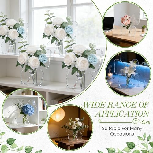 Small Clear Container for Flowers,Clear Acrylic Vase for Flowers,Plastic Vases for Flowers for Home Decor Desktops Living Room Wedding House Warming Gifts (12 Pcs Butterfly Flower Vase) - Image 3