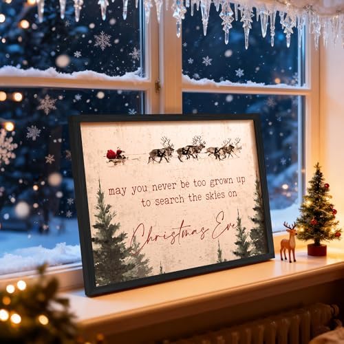 LITIVY Framed Christmas Wall Art 12”x16.5” Farmhouse Wall Decor May You Never Be Too Grown Up To Search The Skies On Christmas Eve Christmas Decorations Home Decor (Black, 12 * 16.5 in) - Image 5