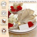 Bokon 100 Pcs Gold Napkin Rings, Metal Leaf Shaped Holders for Wedding - Image 3