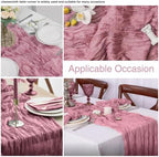 20 Pack Dusty Rose Cheesecloth Table Runner 17x108 Inch Boho Wrinkled Sheer Gauze Cheese Cloth Table Runner Bulk Romantic Decor for Wedding, Bridal Shower, Birthday Party - Image 3