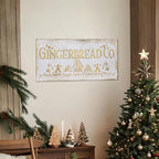 30" Vintage Metal Christmas Wall Sign - Gingerbread Co. Rustic Wall Mount Holiday Decor Distressed Wall Hanging Iron Painting Plaque Christmas Wall Art for Home Mantel Porch Bakery - Image 5