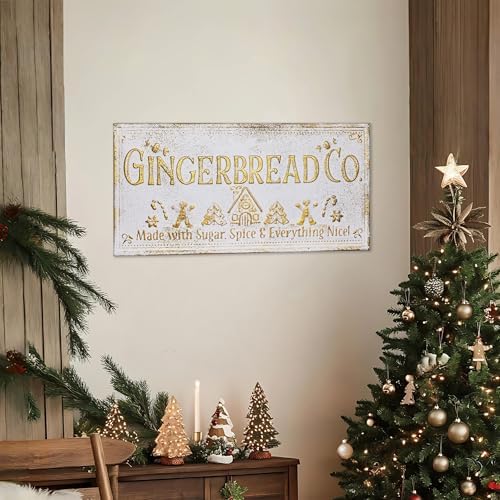 30" Vintage Metal Christmas Wall Sign - Gingerbread Co. Rustic Wall Mount Holiday Decor Distressed Wall Hanging Iron Painting Plaque Christmas Wall Art for Home Mantel Porch Bakery - Image 5