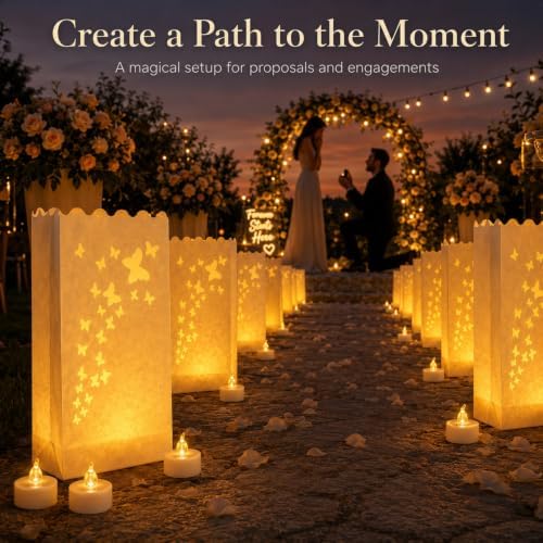 AceList 50 Butterfly Luminary Bags with 50 Flameless LED Tea Lights - Image 3