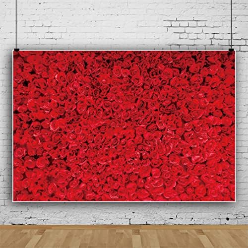 10x8ft Red Rose Photography Backdrop Red Rose Flower Wall Backdrop Rose Floral Wedding Bridal Shower Birthday Party Decoration Background Banner Valentine's Day Mother's Day Photo Backdrops - Image 3