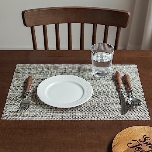 LEXMORE PlaceMats Set of 12 Vinyl/Plastic Woven Place Mats for Kitchen Table Indoor/Outdoor Washable PlaceMat Wipeable Dining Table Mats(Caramel) - Image 7