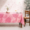Cotton Damask Print Tablecloth with Scalloped Edge, Machine Washable, Onion Pink, 60 x 120 Inch Rectangle by Unknown