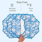 CPC Blue Sapphire Block Print Cotton Floral Placemat 15x15 Inch, Set of 4 - Image 7