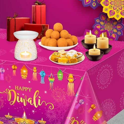 12 Pack Happy Diwali Disposable Tablecloth for Rectangle Tables 54×108 Inch - Image 5