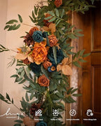 Ling's moment Teal Blue Artificial Flower Garland Fall Wedding Arch 6 FT - Image 3