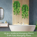 Hoteam 18 Pcs Artificial Hanging Greenery Plants, Pothos - Image 5