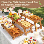 Wisreach 3 Tier Wooden Serving Tray Stand, Foldable Tiered Dessert Display Set for Party, Wedding, Birthday, Christmas, Rustic Charcuterie Boards Table Decor - Image 2