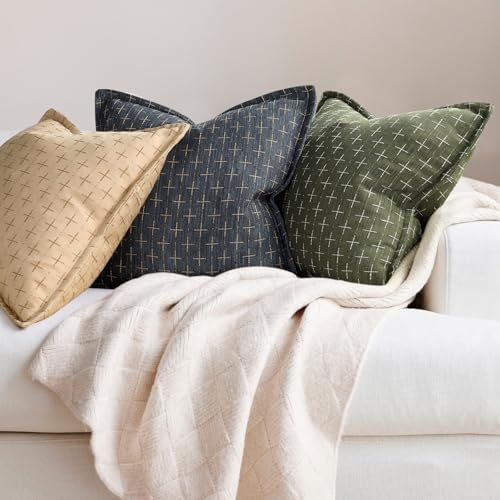 ZWJD Pillow Covers 24x24 Set of 2 Soft Polyester Textured Pillow Covers with Stylish Flange Edge Cozy Farmhouse Throw Pillows for Couch Bed Sofa Living Room - Image 4