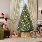 ELYKEN Gold Christmas Tree Collar, 28 Inch Woven Xmas Tree Skirt for 7.5 ft Trees, Stylish Rustic Basket for Tree Base Cover with Cord Cut-Out for Pencil Trees, Easy Assembly - Image 2