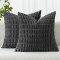 MIULEE Pack of 2 Corduroy Decorative Throw Pillow Covers 24x24 Inch Soft Boho Striped Pillow Covers Modern Farmhouse Home Decor for Sofa Living Room Couch Bed Dark Grey by MIULEE