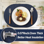 homing Heat Resistant Oval Placemats Set of 8, Navy - Image 3