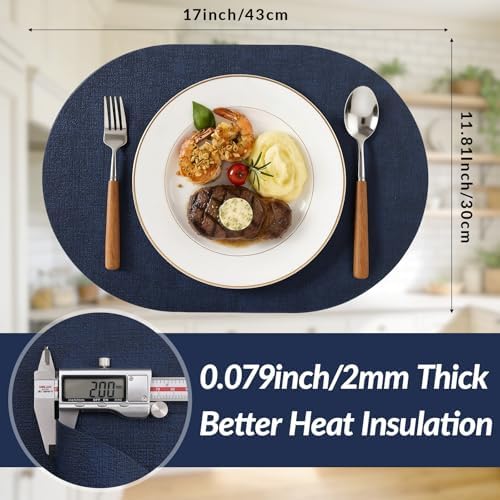 homing Heat Resistant Oval Placemats Set of 8, Navy - Image 3