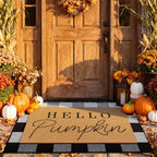 Tinideya 2 Pcs Hello Pumpkin Fall Layered Doormat Set, Farmhouse Front Mat - Image 3