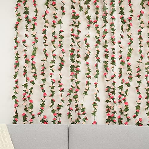 BLEUM CADE 12Pcs 16.4Ft Fake Flower Garland Artificial Rose Vines - Image 3
