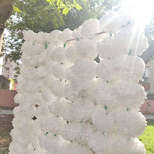 “Premium Quality” Artificial Marigold Flower Garlands 5 Feet Long Each for Parties Indian Weddings Theme & Home Decoration Photo Prop Diwali Festival (Color : White) (Pack of 10) - Image 3