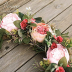 Floroom Floral Wreath, 20" Artificial Pink Peony Wreath for Front Door Decorations Wall Decor - Image 5