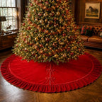 72 Inch Velvet Christmas Tree Skirt Vintage Red Tree Skirt by Motionchic