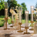 Volens Hurricane Glass Candle Holders Set of 6 Gold Taper Candle Holders - Image 6