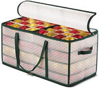 ZOBER Christmas Ornament Storage Box Plastic - Stores 128 3" Ornaments with Individual Trays - Ornament Organizer Storage Box, Durable Christmas Containers Holder - Green by ZOBER