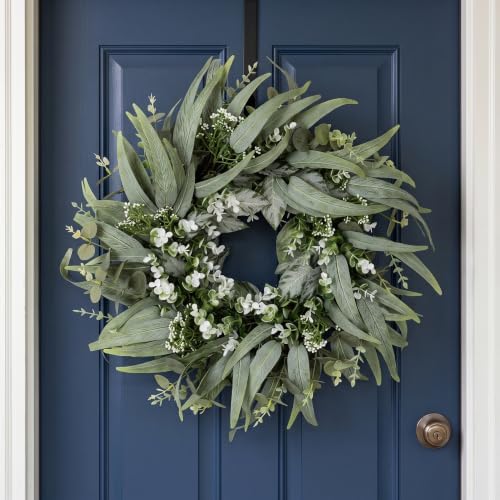 24 Inch Eucalyptus Wreath for Front Door, Farmhouse Decor Wreath by Buyitnow