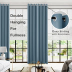 KOUFALL Blue Blackout Curtains 96 Inches Long for Living Room,Grommet Thermal Room Darkening Curtain for Bedroom 96 in Length 2 Panel Set,Dusty Grey Blue - Image 2