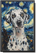 Metal Sign Vintage Tin Sign Dalmatian Starry Night Spots Dotted Dalmatian in Night for Home Fire Station and Seasonal Celebrations Rustproof Aluminum 8×12 Inches with Metal Frame by YmyooForTinSign