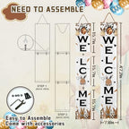 Easter Welcome Sign for Front Door, 47'' Tall Happy Easter Bunny Wooden Porch Sign for Patio, Rabbit Eggs Standing Vertical Door Signs Spring Rustic Yard Signs Seasonal Outdoor Signs for Garden - Image 5