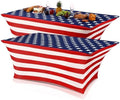 Oudain 2 Pcs Veterans Day Stretch Table Cover 6 ft American Flag Tablecloth by Oudain