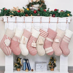 GEX Christmas Stockings 8 Pack for Family 20" Large Rustic Farmhouse Country Red Xmas Stockings with Tassels Hanging Ornament Decorations for Fireplace Xmas Season (Red, Set of 8) by GEXWorldwide