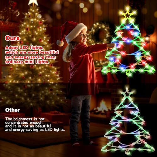 Christmas Window Silhouette LED Lights Decorations, Pack of 2 Sign Lighted Snow Man and Christmas Tree for Holiday Indoor Wall Door Glass Decor - Image 3
