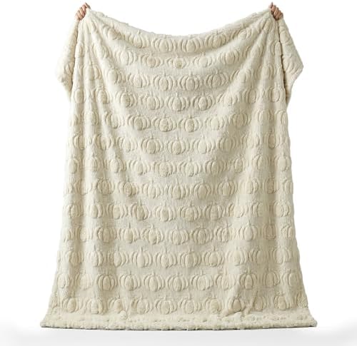 Horaldaily Fall Beige Pumpkin Faux Fur Throw Blanket 50x60 - Image 5