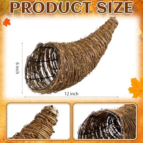 Dandat Thanksgiving Cornucopia Basket, Horn of Plenty Table Decor, 1 Pcs - Image 2
