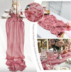 24 Pack Dusty Rose Cheesecloth Table Runner 17"x108" Boho Gauze Fabric Table Runner Vintage Rustic Sheer Runners for Wedding Party Bridal Baby Shower Table Decorations - Image 5