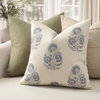 Vintage Floral Print Euro Sham Pillow Covers 24x24 Set of 2 Patterned Accent Decorative Cushion Covers Modern Farmhouse Throw Pillow Covers for Bed Sofa Couch Chair Living Room Home Decor, Dusty Blue - Image 2