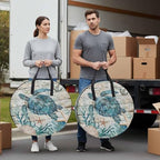 Ocean Turtle Round Storage Bag 24 Inch, Retro Coral Starfish Anchor Coastal Wood Clothes Storage Container with Handles Heavy Duty Organizer for Comforter, Bedding & Holiday Wreaths - Image 4
