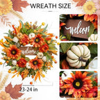 24 Inch Fall Wreaths for Front Door Outdoor, Autumn Wreath for Thanksgiving - Image 7